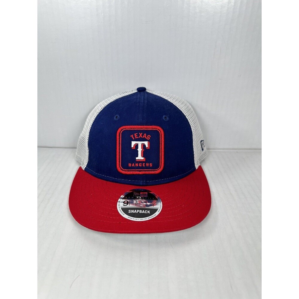 New Era Texas Rangers Squared Low Profile 9FIFTY Snapback Hat Adjustable Blue